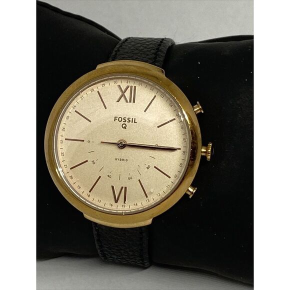 Fossil FTW5022 Women's Black Leather Gold Analog Dial Hybrid Smart Watch XX772 - Picture 3 of 12